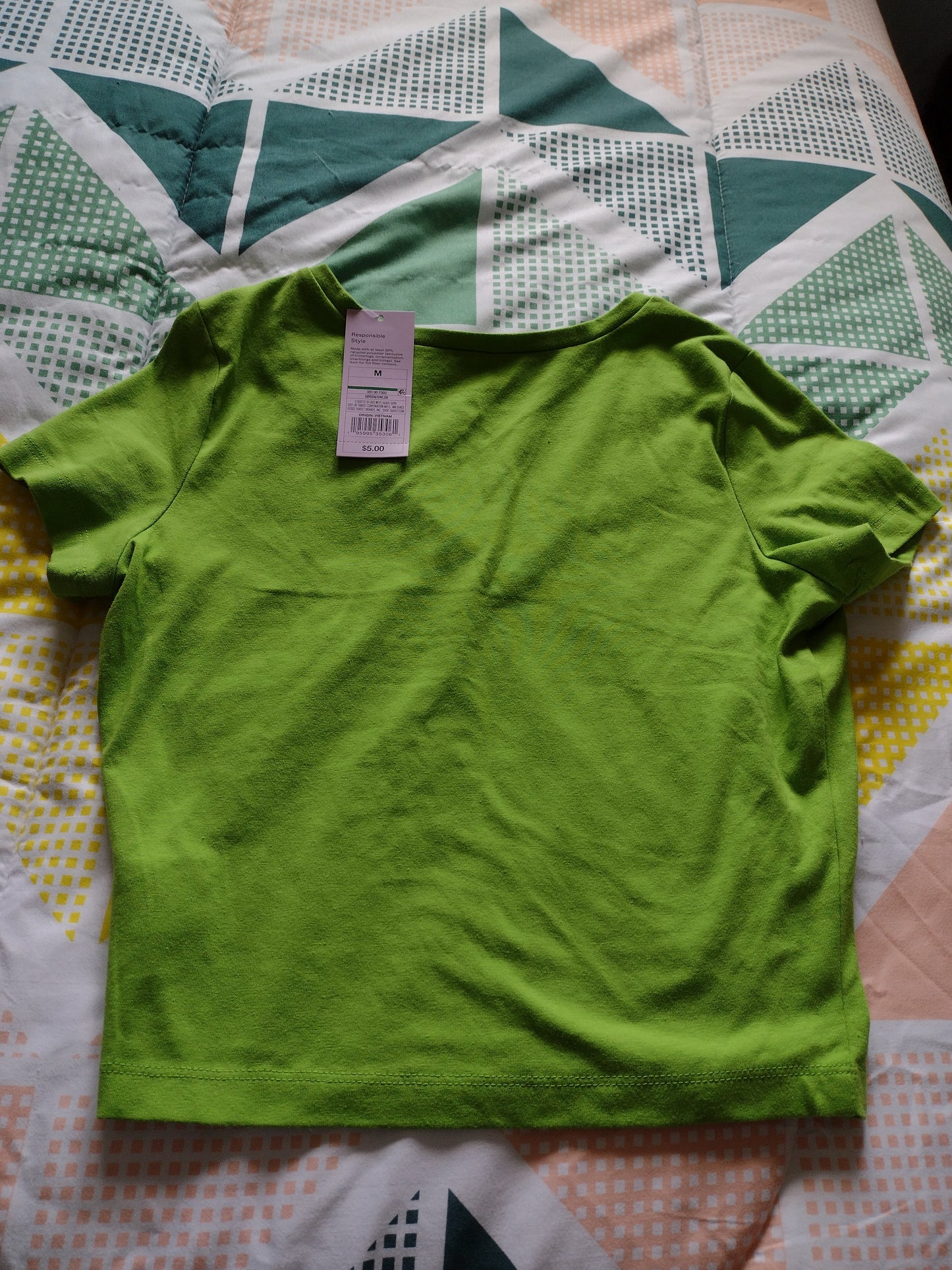 Women's Fitted V Neck Crop Top by Wild Fable Size M Lime Green