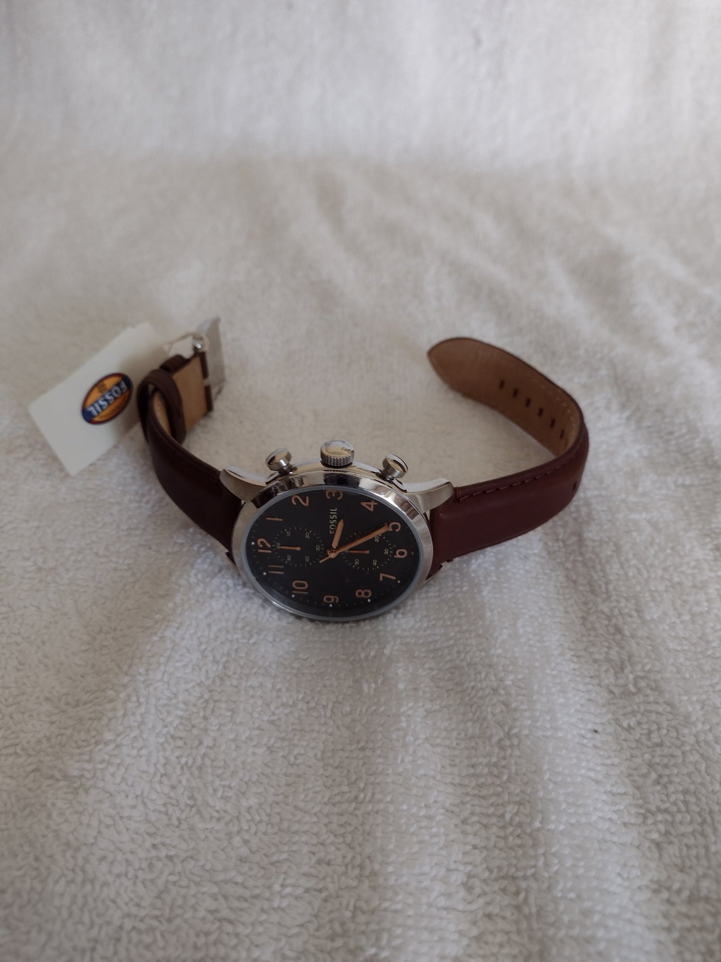 Men's Fossil Watch with Brown Genuine Leather Band Style FS4873