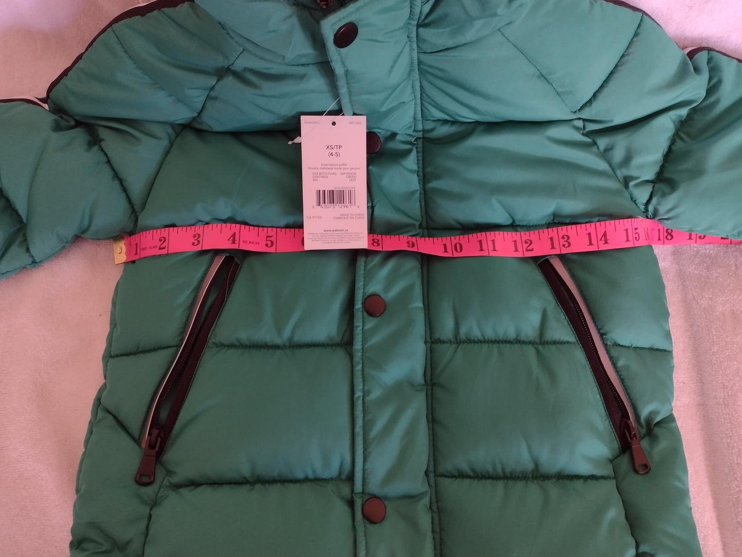 Boys Fleece Lined Puffer Coats with Hoods Sizes XS (Size 4-5), S (Size 6)