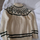 Women's High Neck Sweaters Made in Italy  Off White with Green or Off White with Purple & Wine Size M