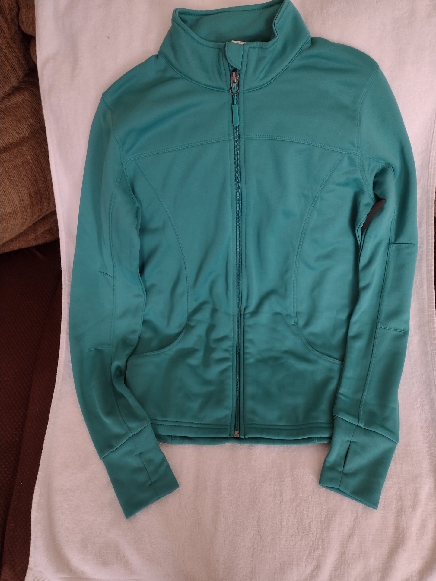 Women's Athletic Jacket with Thumb Holes Green Size S