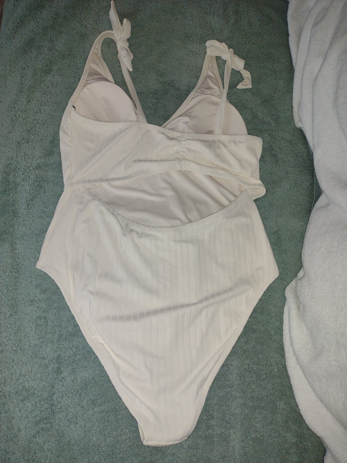 Women's Shade & Shore One-Piece Swimsuit Size L (12-14) Light Cream