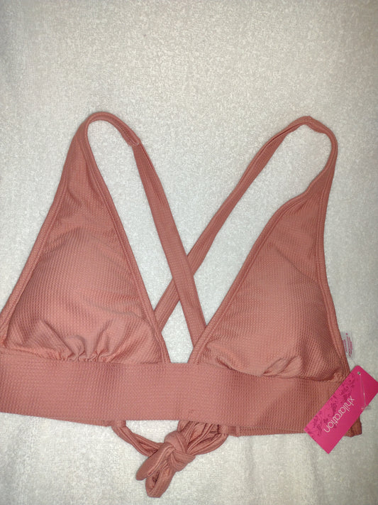 Xhilaration Juniors' Ribbed Bikini Top Rose Size XL(12-14)