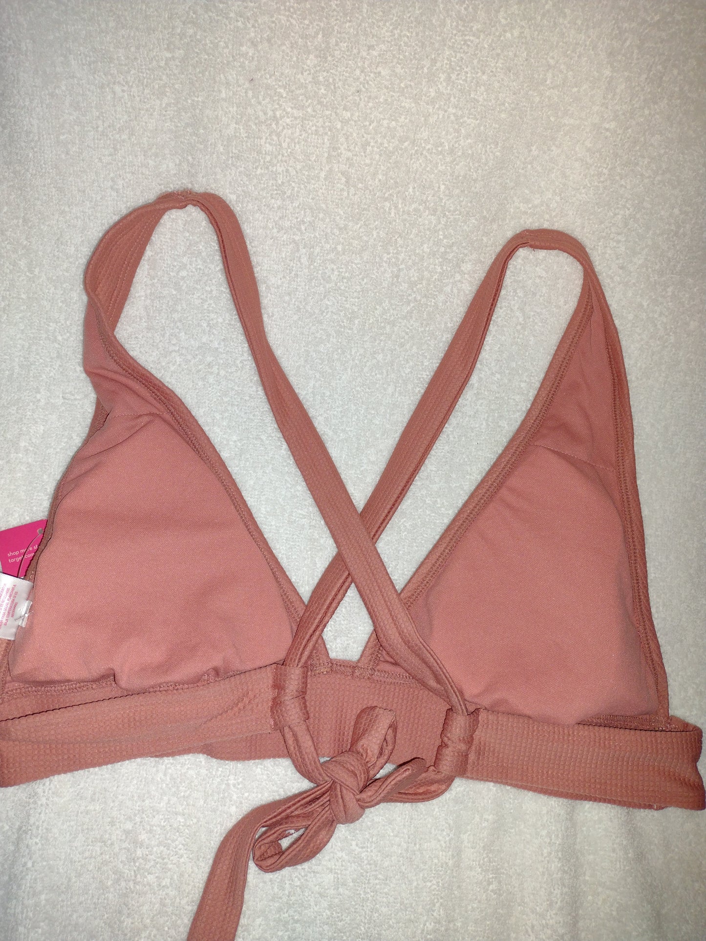 Xhilaration Juniors' Ribbed Bikini Top Rose Size XL(12-14)