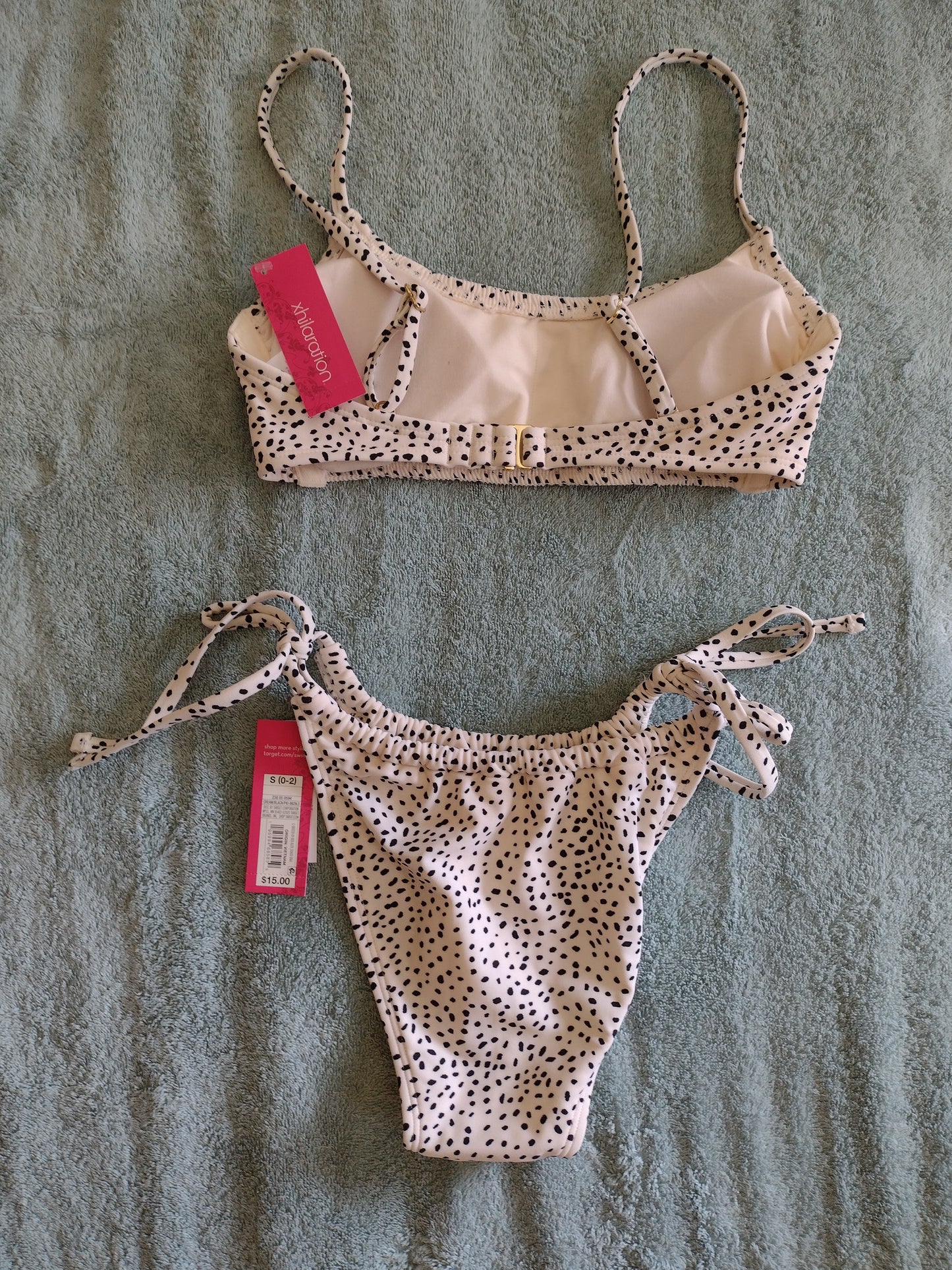 2Pcs. Xhilaration Juniors' Bikini Top & Bottoms Size S(0-2) Cream & Black