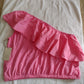 Women's One Shoulder Top with Frill Size L Pink