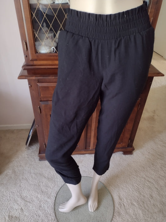 Women's High Waisted Wide Elasticized Waistband Pants Size S(4-6) Black