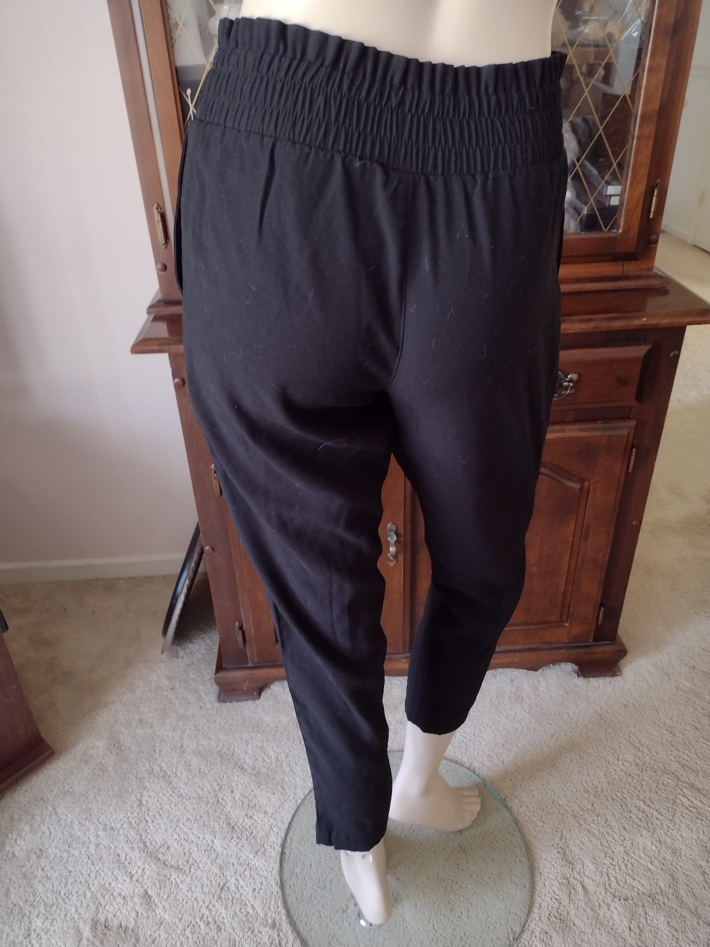 Women's High Waisted Wide Elasticized Waistband Pants Size S(4-6) Black