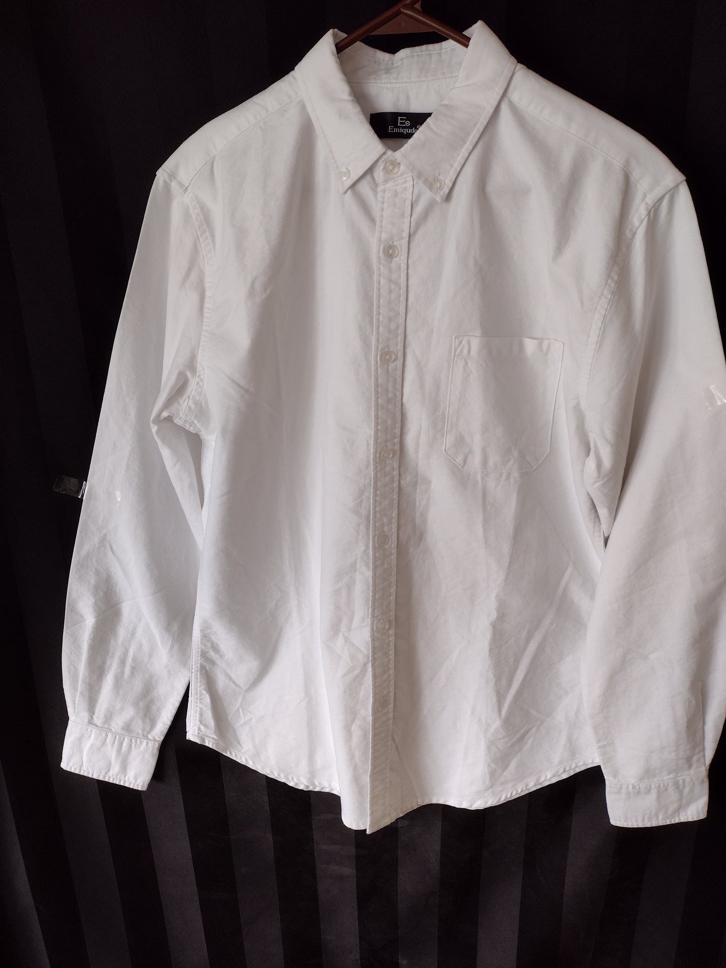 Men's White Cotton Dress Shirt Size M Slim Fit