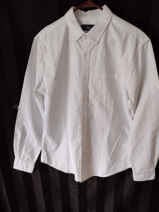 Men's White Cotton Dress Shirt Size M Slim Fit