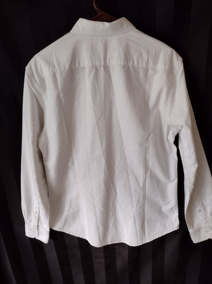 Men's White Cotton Dress Shirt Size M Slim Fit