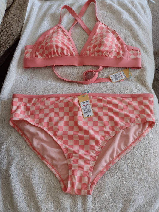 Women's Plus Size Checkered Bikini Tops/Bottoms Sizes X, 1X, 2X, 3X