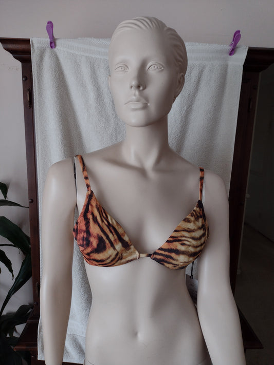 Women's Tiger Print Bikini Top with Underwire Sizes 32B, 34B, 34C, 34D, 34DD, 36C, 36DD