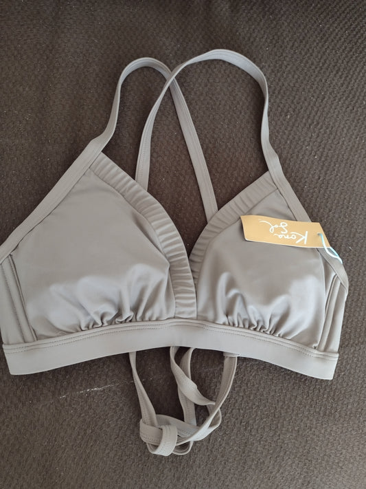 Women's Crisscross Strap Bikini Top by Kona Sol Brown Size D/DD