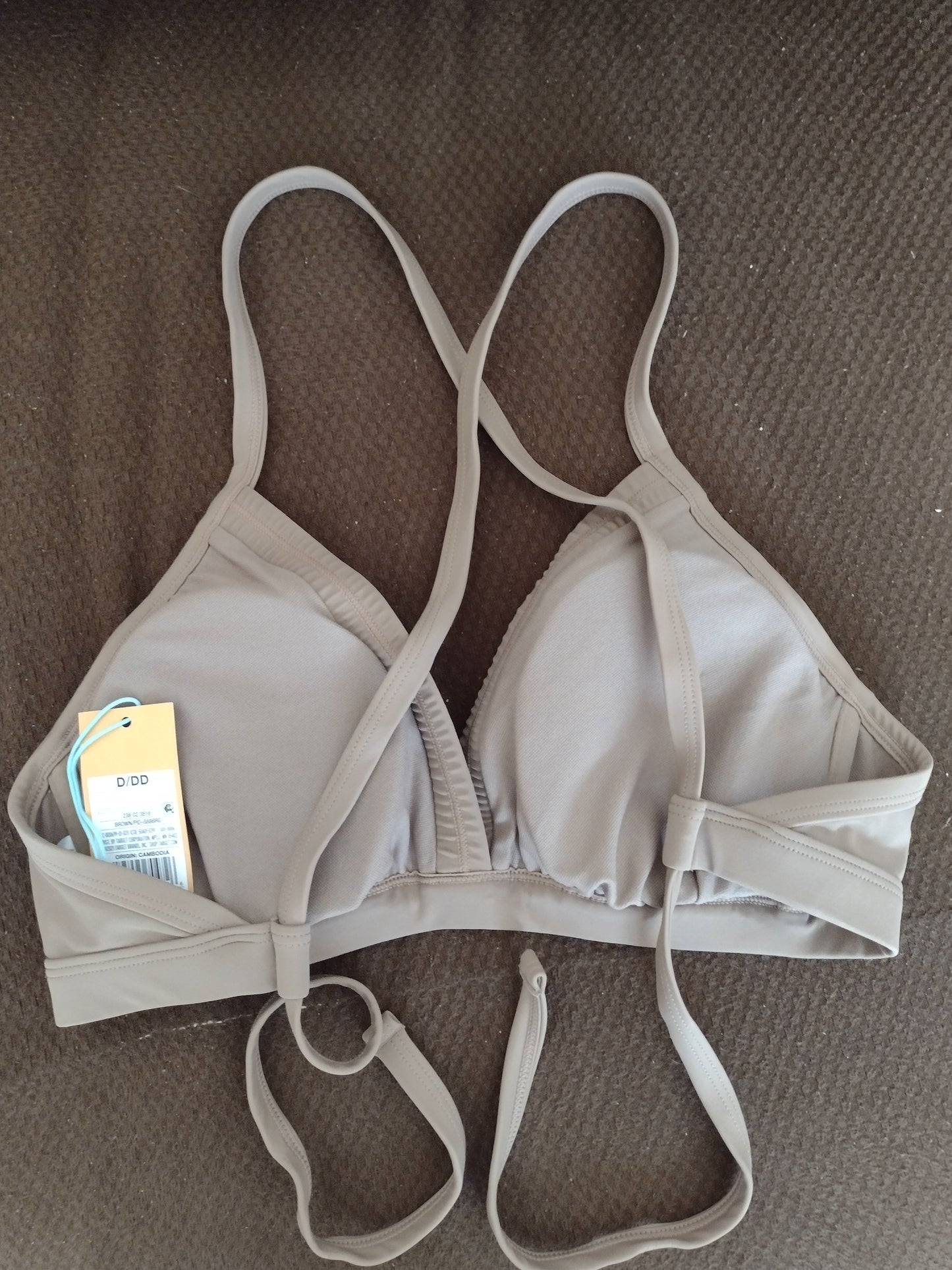 Women's Crisscross Strap Bikini Top by Kona Sol Brown Size D/DD