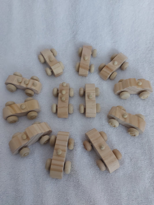 12Pcs. Set of Unfinished Wooden Cars for DIY Painting & Decorating