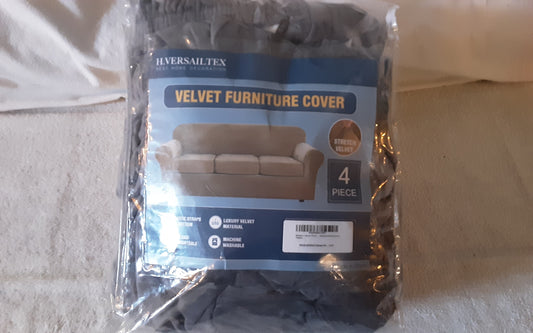 4 Piece Velvet Couch Cover Set