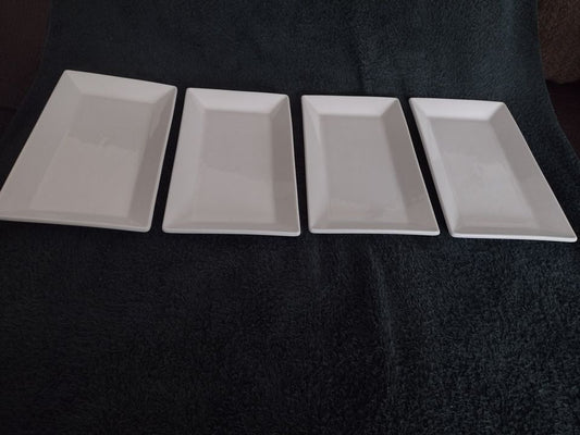4 Porcelain Rectangular Serving Plates/Platters 9.7 x 5.4" by Dowan