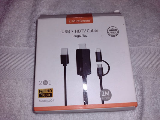 USB to HDTV Cable 2-in-1 HD 1080P Plug and Play