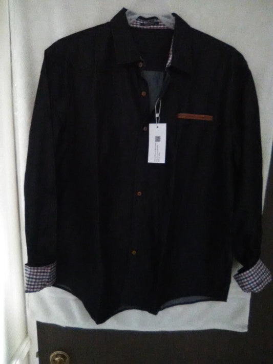 Men's Coofandy Black Denim Shirt Size 3XL