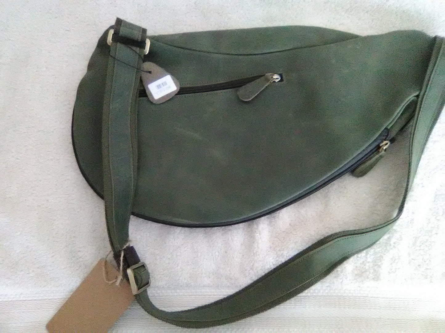 Polare Real Leather Cross Body Sling Bag Army Green
