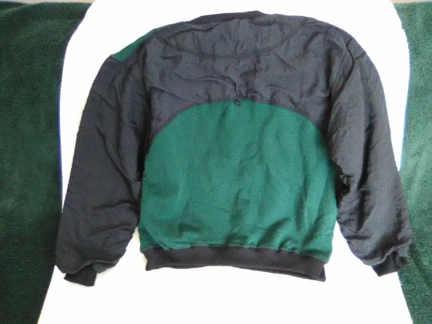 Postal Code Lined Pullover Unisex~Green and Black Size S