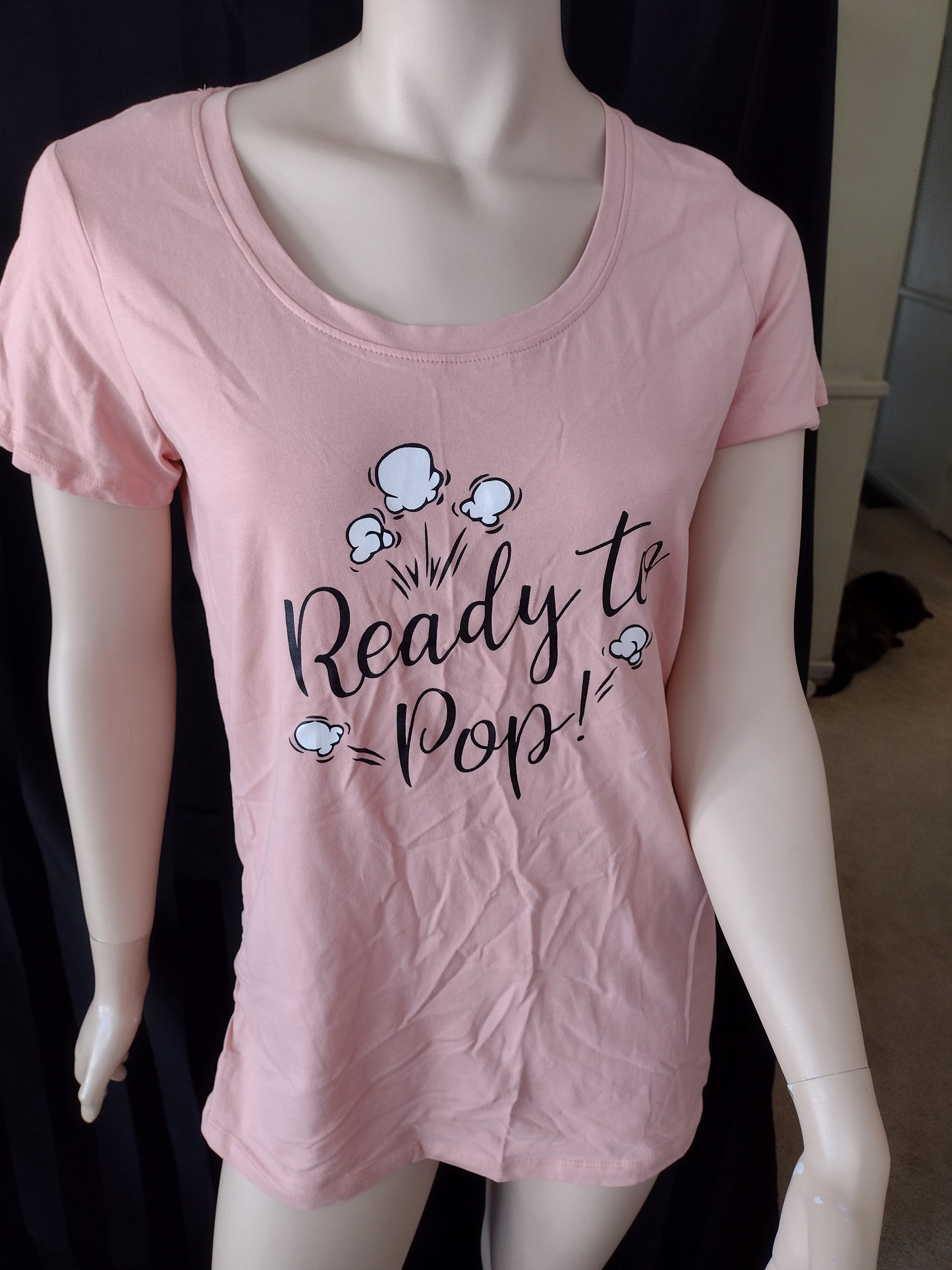 Maternity T-Shirt "Ready To Pop" Size M Pink