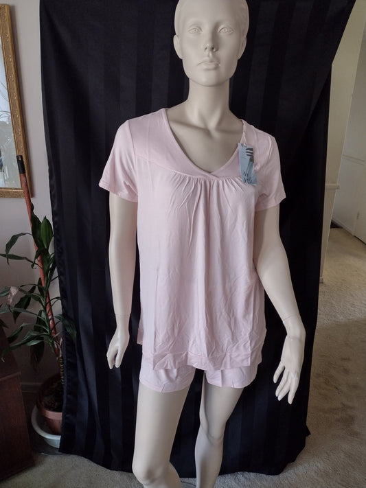 Women's 2Pc. Pajama Short Set Size M Light Pink
