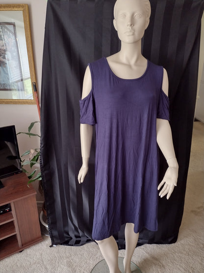 Woman's Cold Shoulder Swing Dress Size XXL Navy Blue by Kancystore