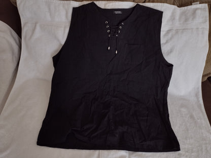 Men's Sleeveless Cotton Coofandy Shirt Size XXXL Black