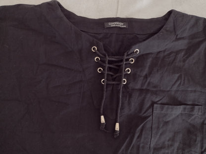 Men's Sleeveless Cotton Coofandy Shirt Size XXXL Black