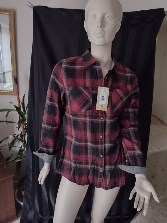 Women's Flannel Shirt Style 6345 by Cotton Escapes Forest Plaid Size M