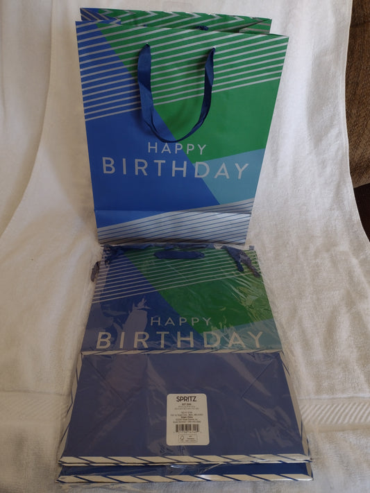 4Pk. Happy Birthday Gift Bags Medium Size