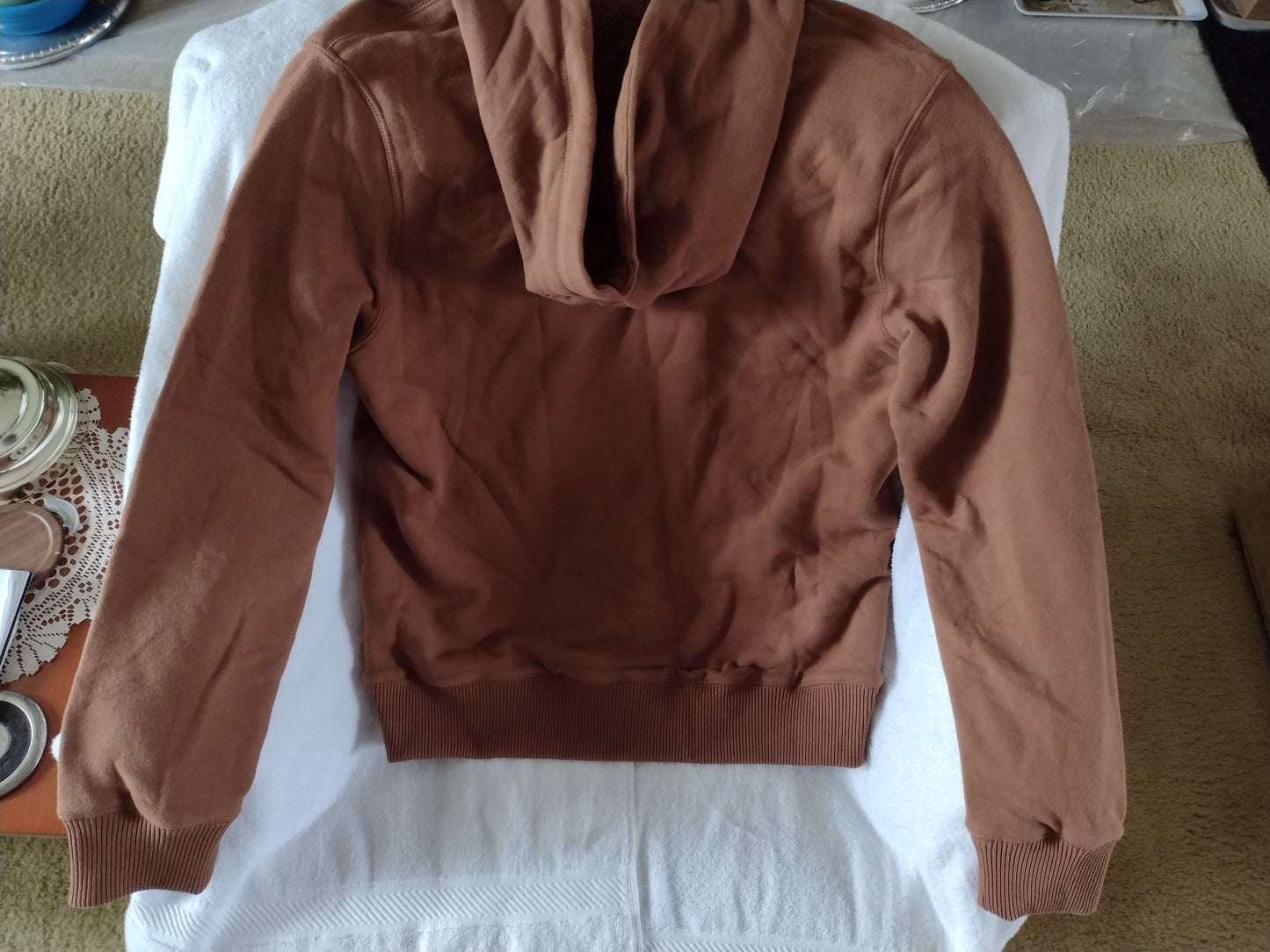 Men's Hooded Fleece Lined Jacket Size L Brown