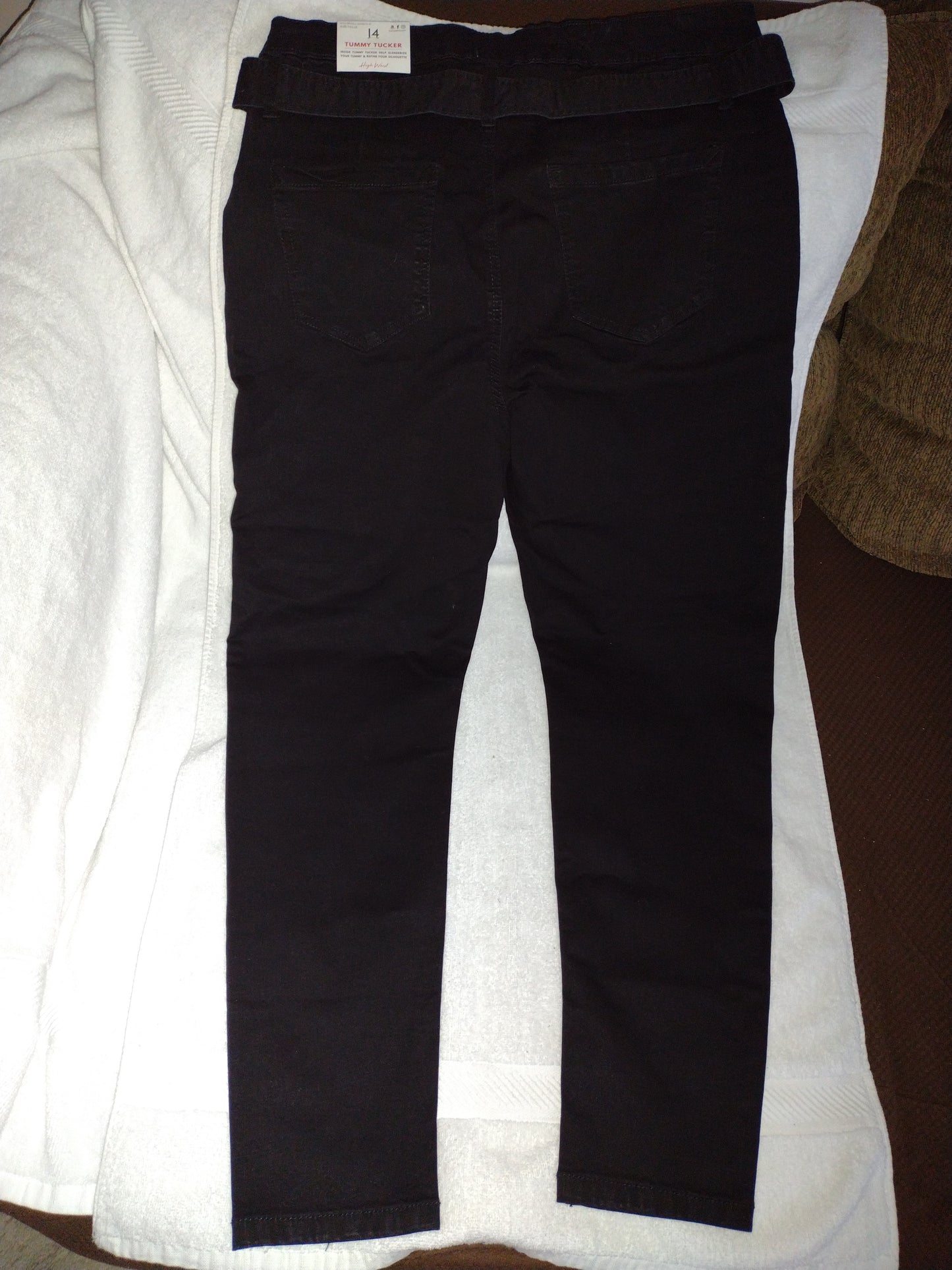 Women's Stretch Black Jeans with Belt 34"x 28" by Suko Jeans