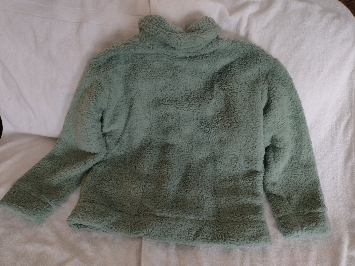 Women's Oversized Fuzzy Fleece Jacket Green Size S