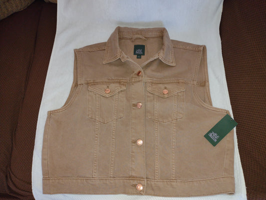 Women's Denim Vest Size L Light Brown