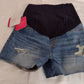 Isabel Maternity Distressed Midi Jean Shorts with Crossover Panel Size 2