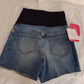 Isabel Maternity Distressed Midi Jean Shorts with Crossover Panel Size 2