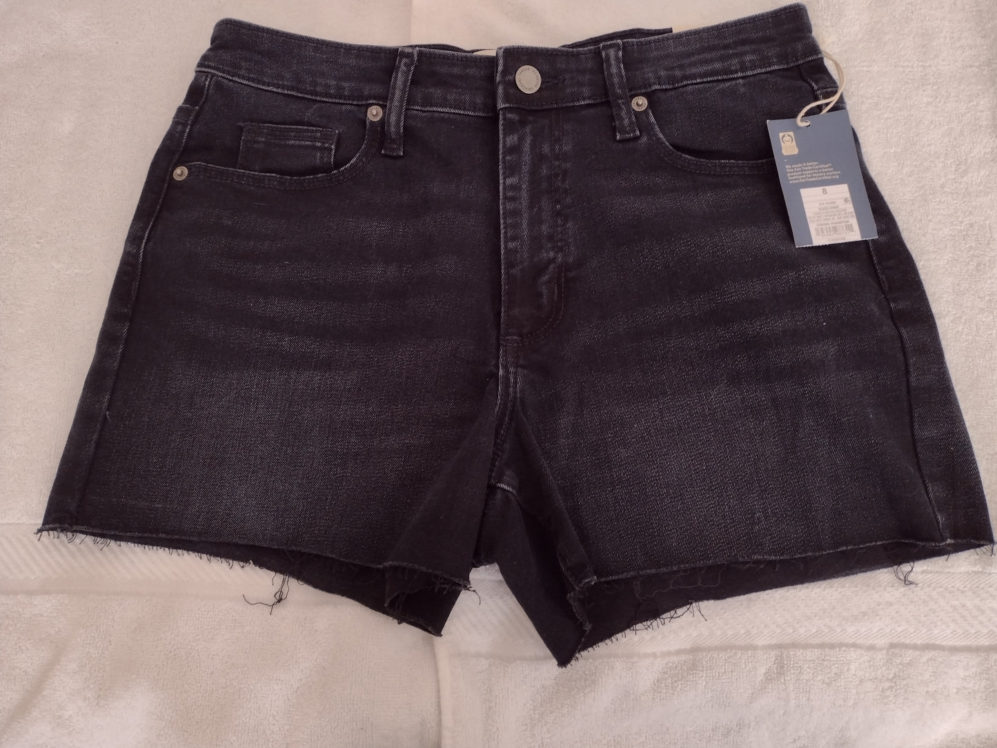 Women's High-Rise Black Denim Midi Shorts Sizes 6, 8, 16