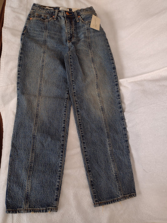 Women's Vintage Straight Stretch Jeans Size 00 ( 27" Waist) Medium Wash