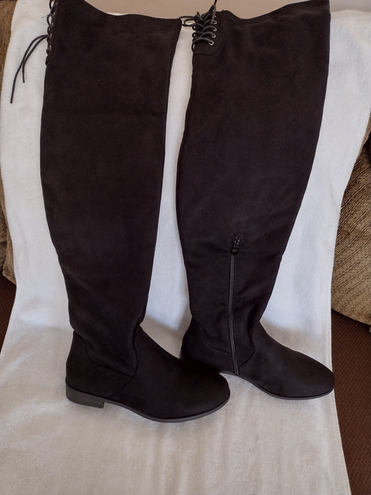 Dream Pairs Low Heel Thigh High Winter Boots Black Size 9