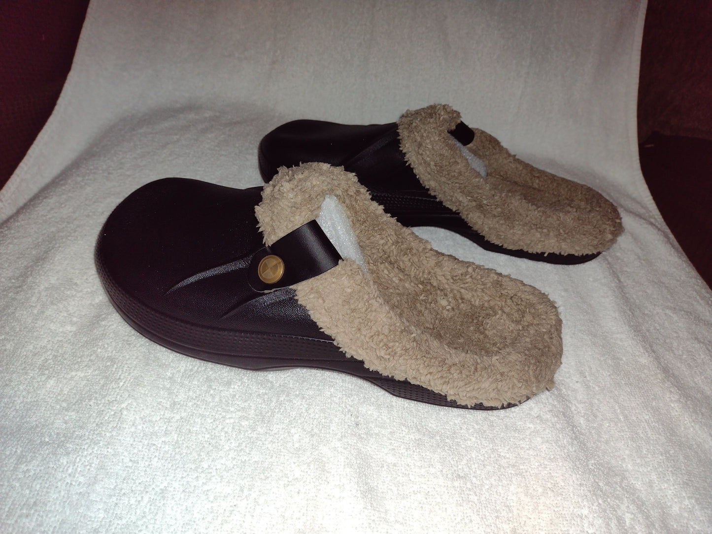 Winter Fur Lined Slipper/Clog by Beslip Black/Khaki Size 42-43