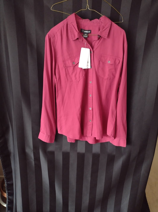 Women's Jordache Shirt with Metallic Buttons Burgundy Size L