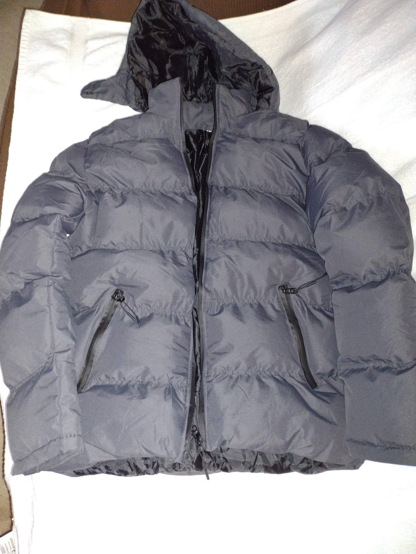 Women's Winter Puffer Coat with Hood Dark Gray Size S