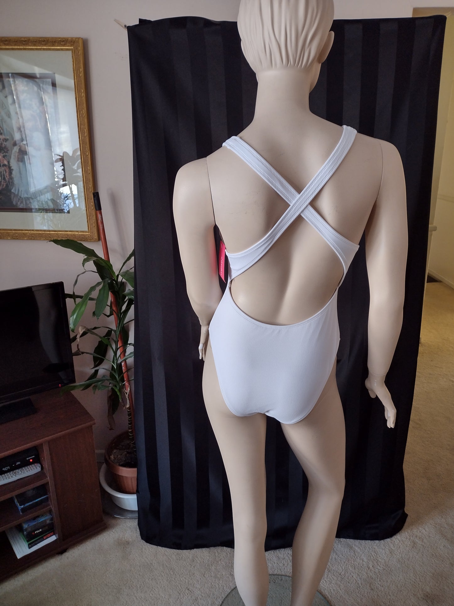 Women' s One Piece White `Swimsuits Junior Sizing by Xhilaration Sizes S, M, L, Xl