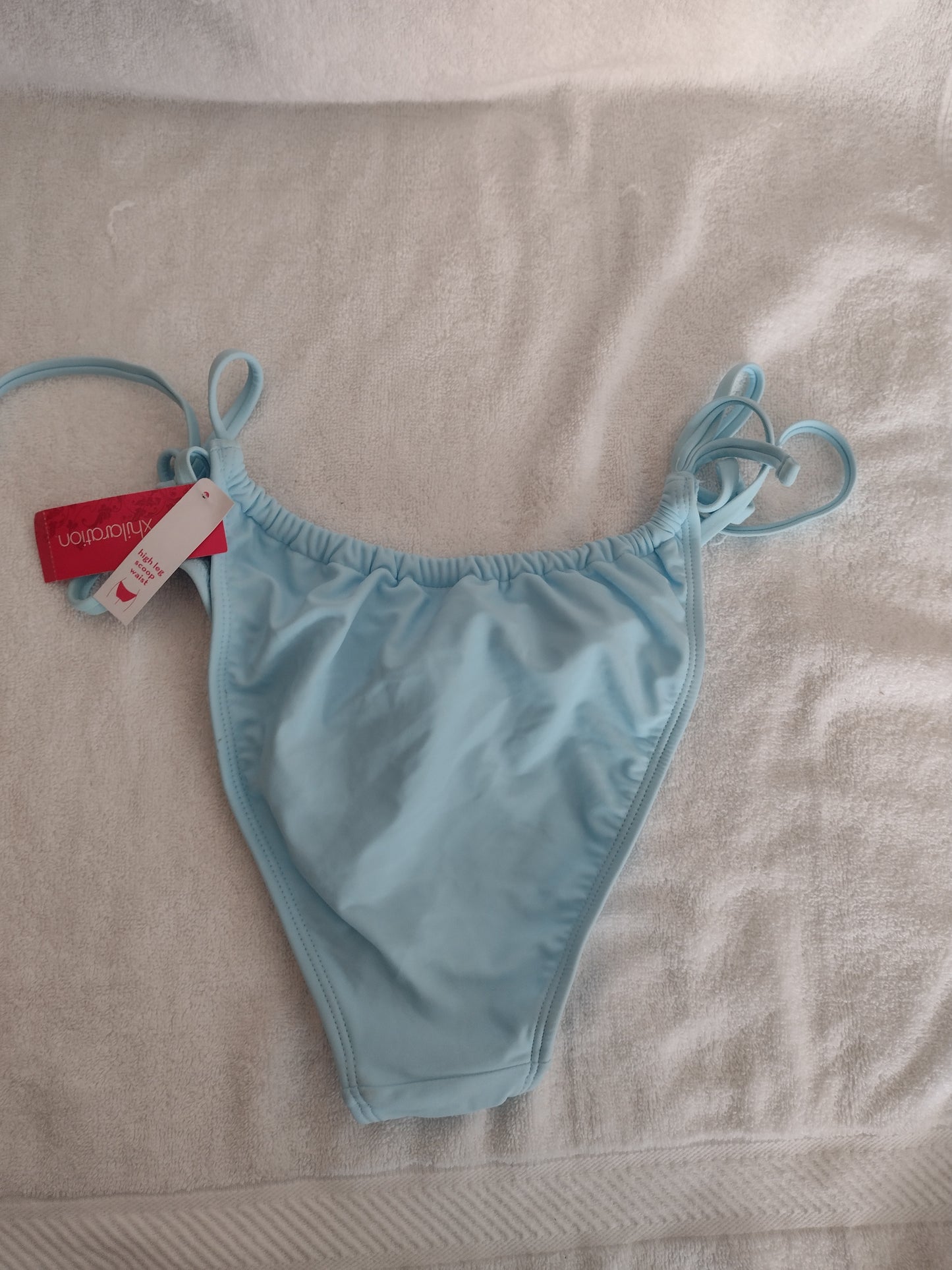 Junior Fit High Leg Scoop Waist Bikini Bottoms Powder Blue Size L by Xhilaration