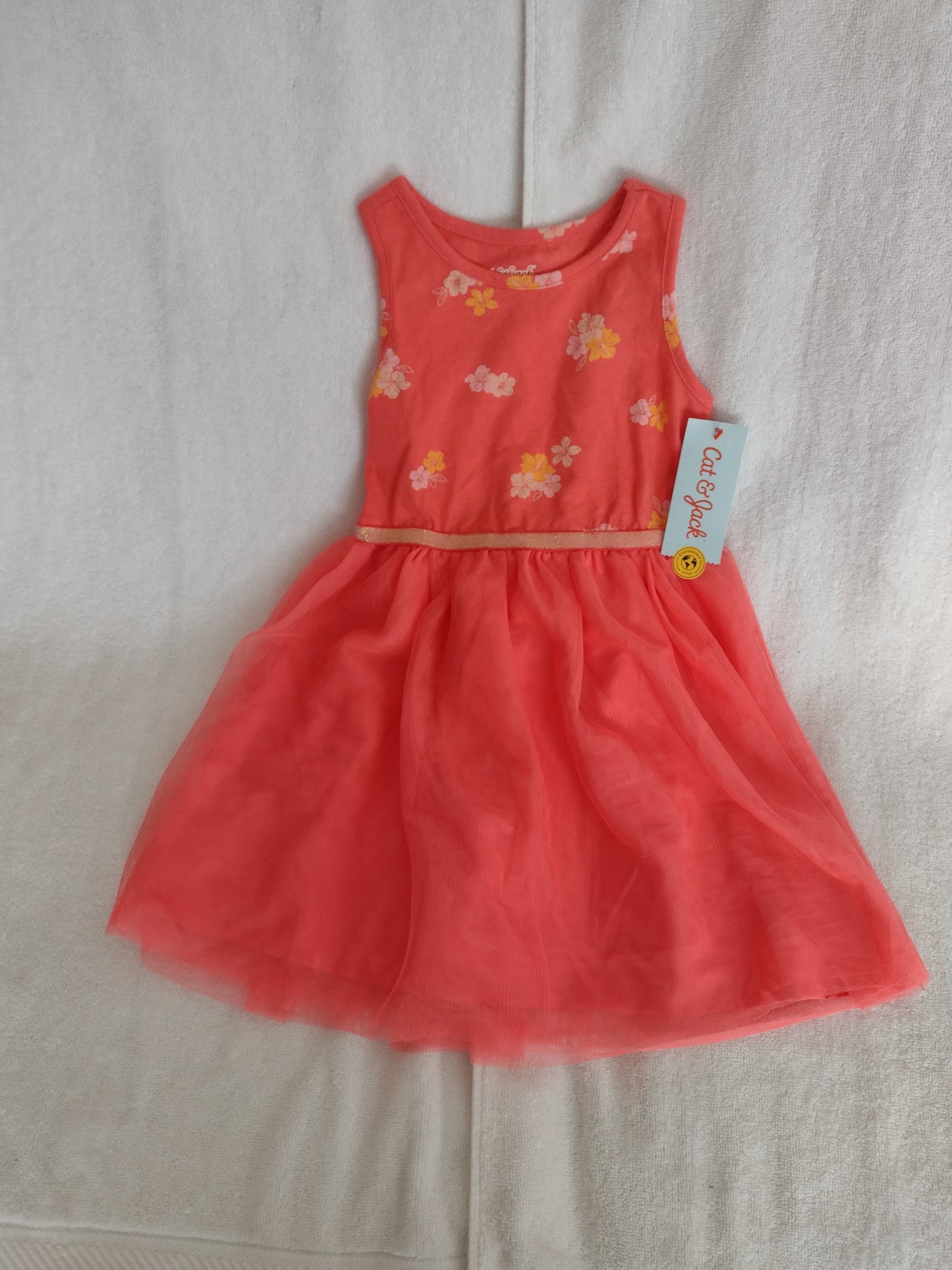 Cat & Jack Toddler Girl Dress Bright Coral Sizes 2T, 4T