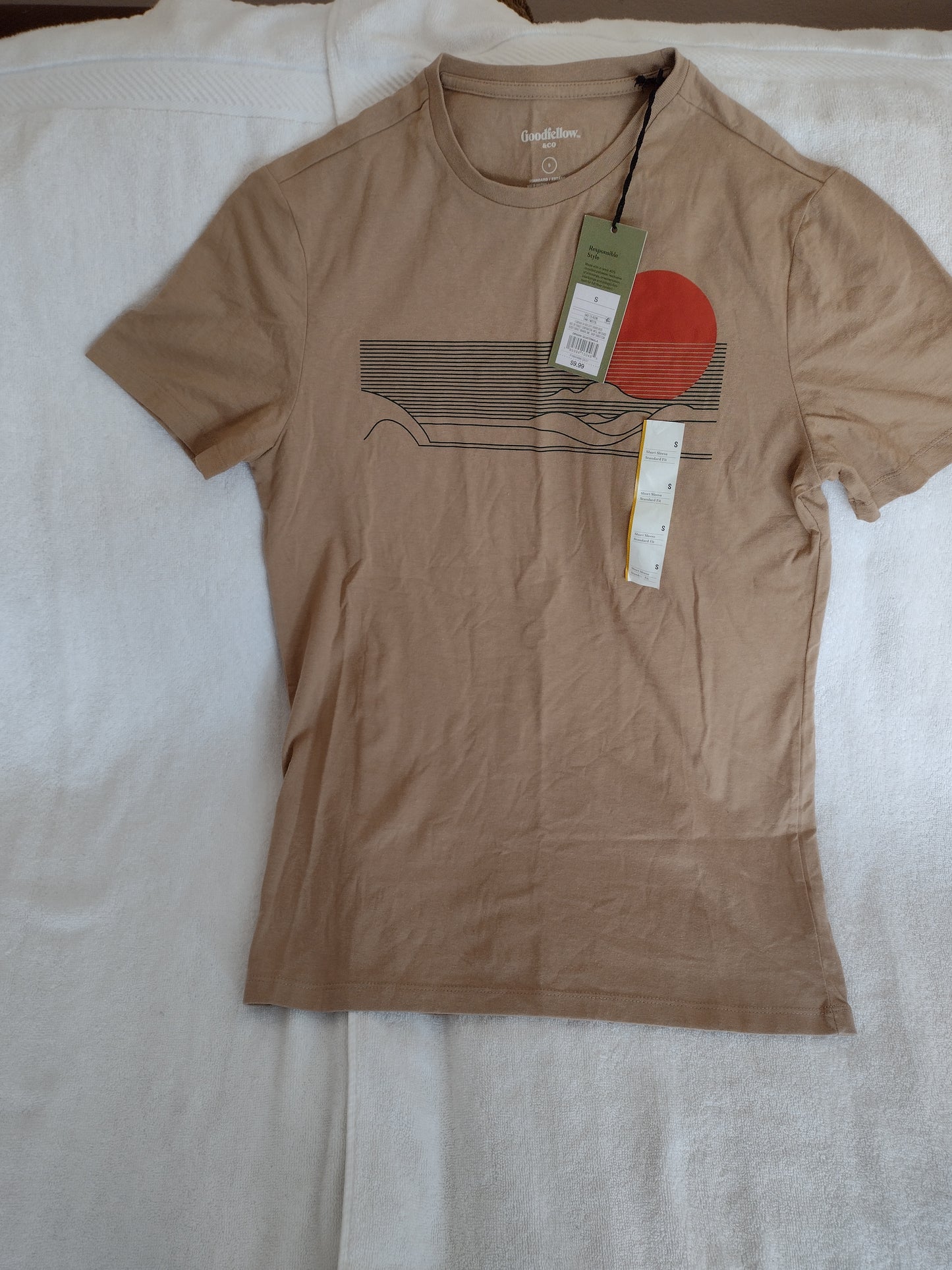 Mens' Short Sleeve T-Shirt by Goodfellow & Co. Tan Size S