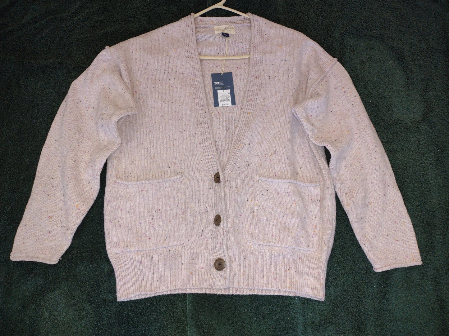 Women's Loose Fitting Cardigan with Pockets Lilac Size S